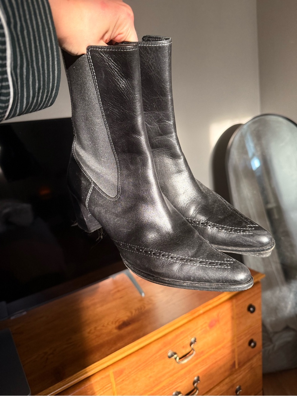 Derek Lam Black Leather Pointed Ankle Boots